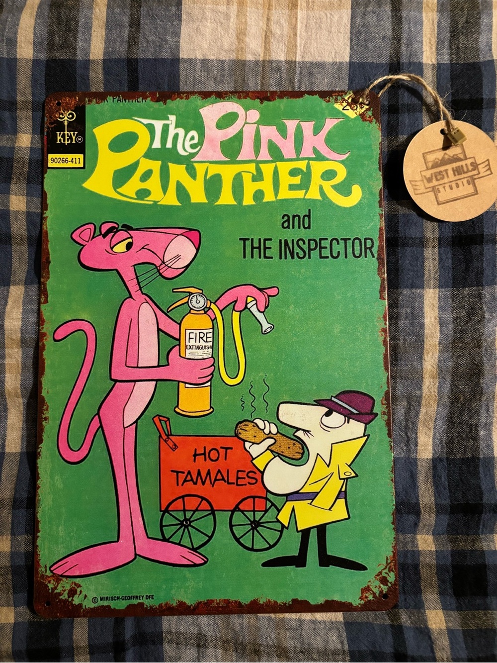 Vintage-Style Pink Panther and The Inspector metal sign